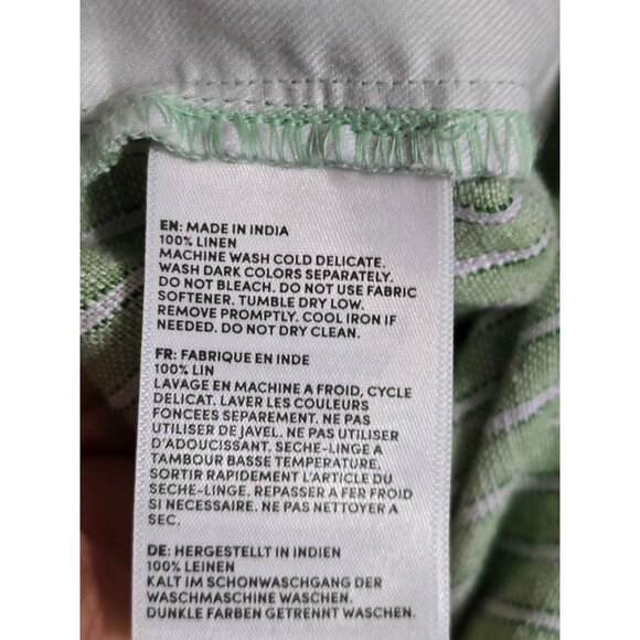 Lands End Womens 2X High Rise Green Striped 100% Linen Shorts - Picture 4 of 4